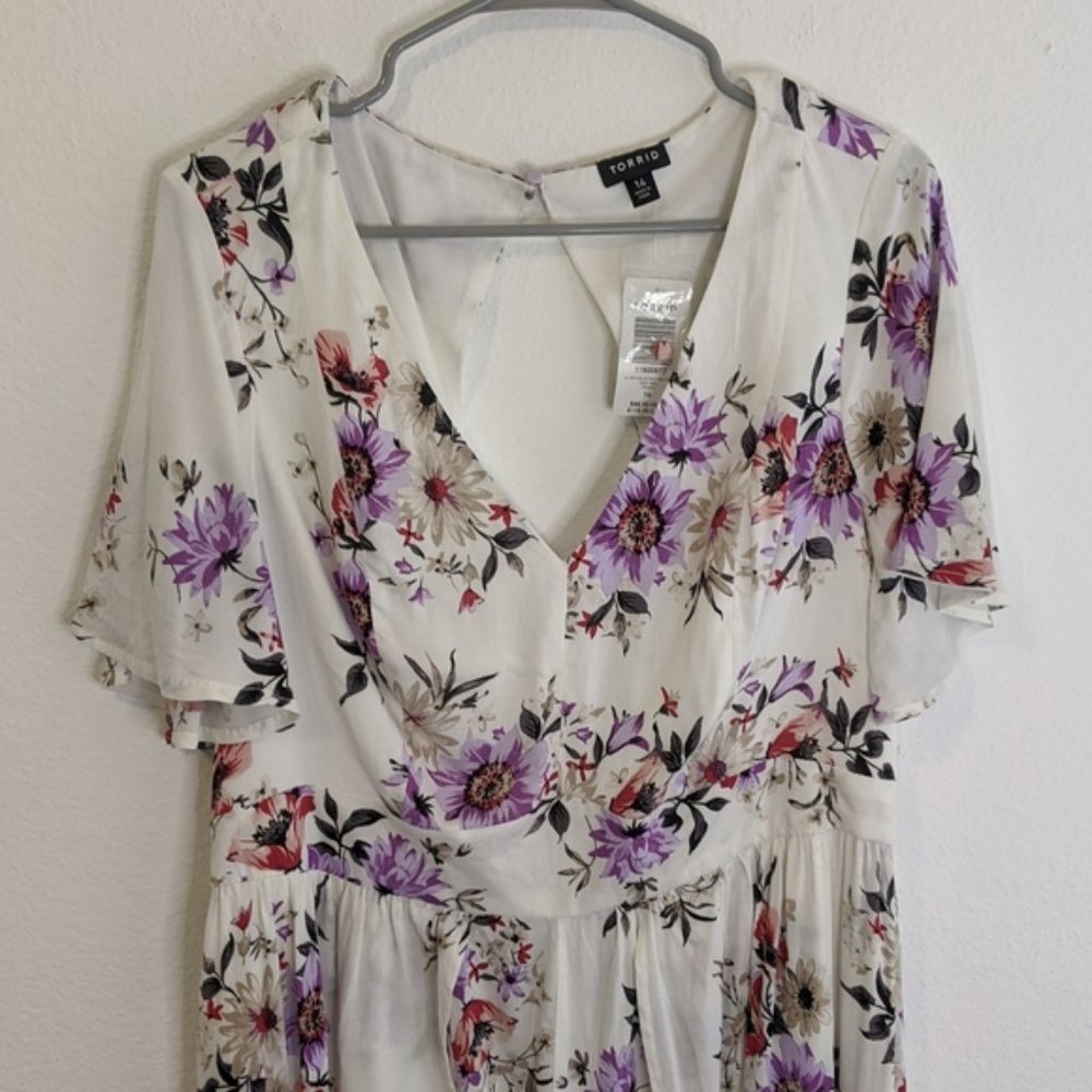 Torrid Maxi Skirt Romper Ivory Floral 14 NWT - Picture 5 of 7